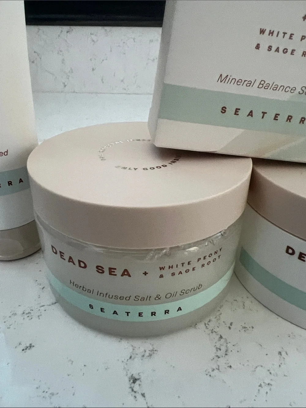 Seacret Dead Sea White Peony & Sage Root Mineral Body Butter& salt and oil scrub
